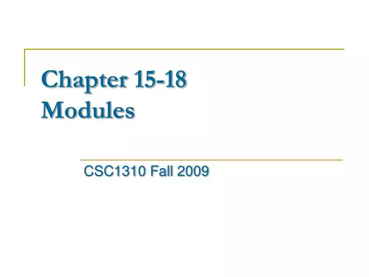 chapter 15 18 modules