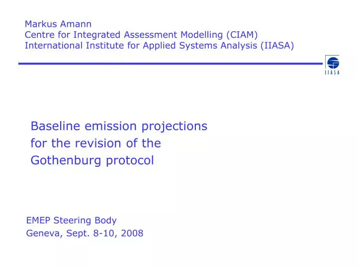 baseline emission projections for the revision of the gothenburg protocol