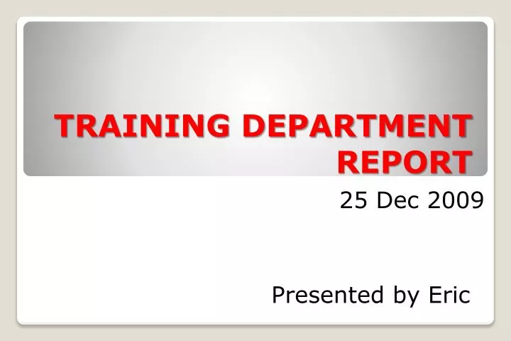 training department report