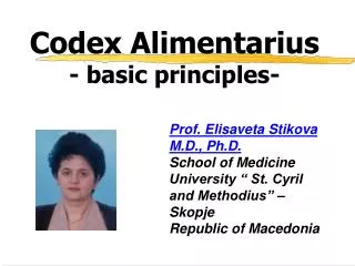 Codex Alimentarius - basic principles-