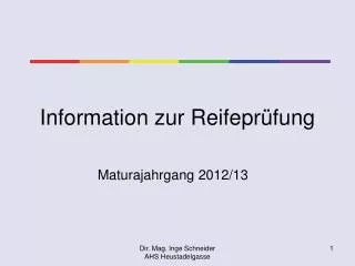 information zur reifepr fung