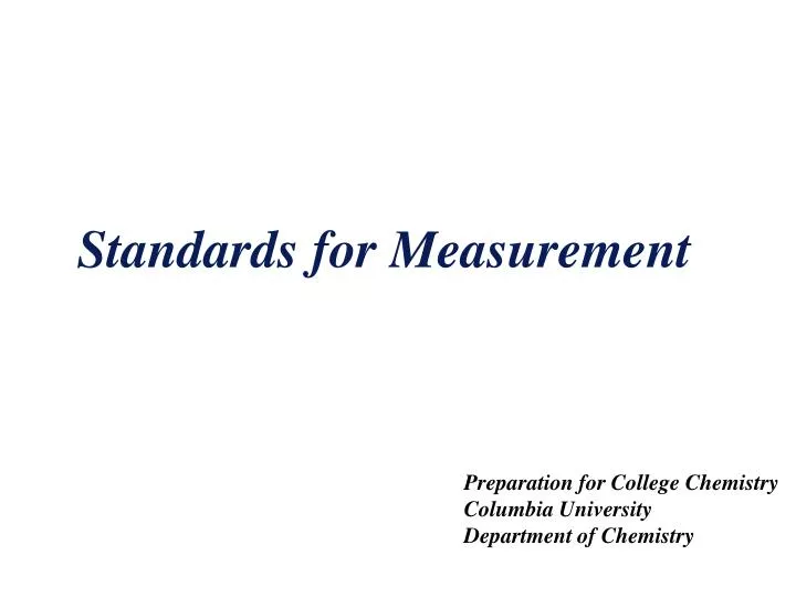 standards for measurement
