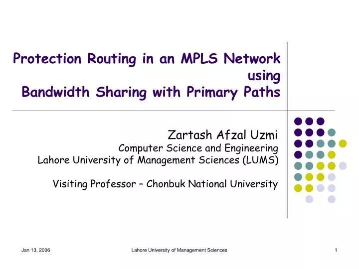 protection routing in an mpls network using bandwidth sharing with primary paths