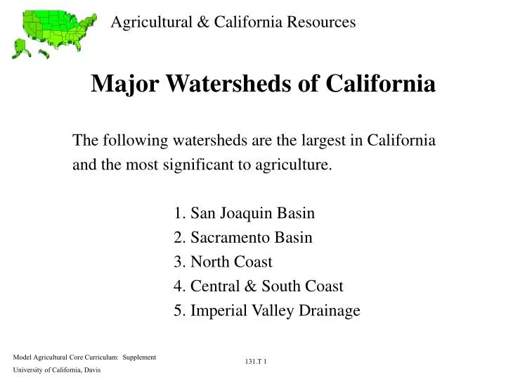 major watersheds of california