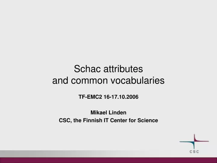 schac attributes and common vocabularies