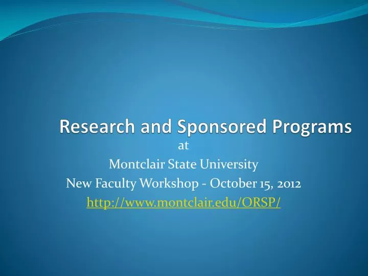 research and sponsored programs