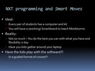 NXT programming and Smart Moves