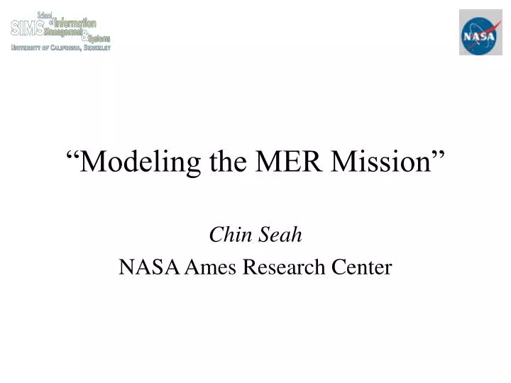 modeling the mer mission
