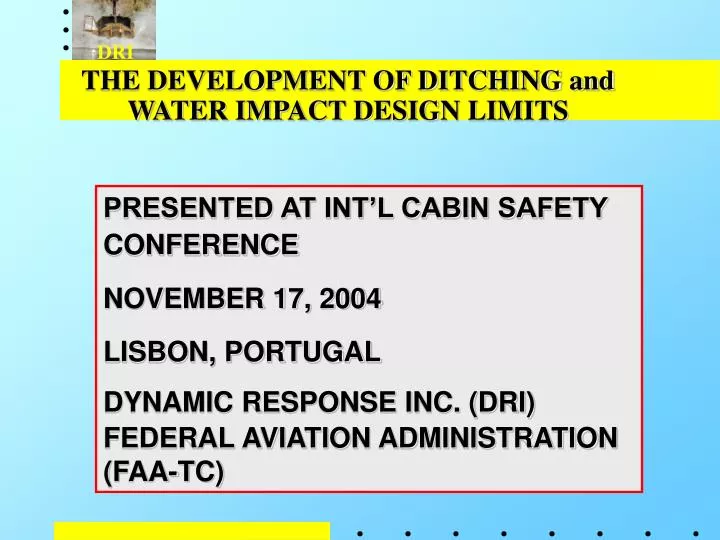 the development of ditching and water impact design limits
