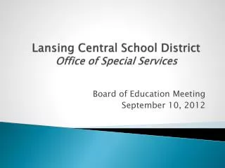 Lansing Central School District Office of Special Services