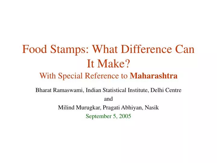 food stamps what difference can it make with special reference to maharashtra