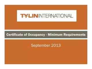 Certificate of Occupancy - Minimum Requirements
