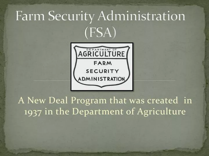 farm security administration fsa