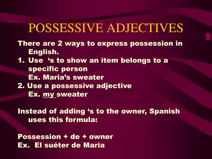 possessive adjectives