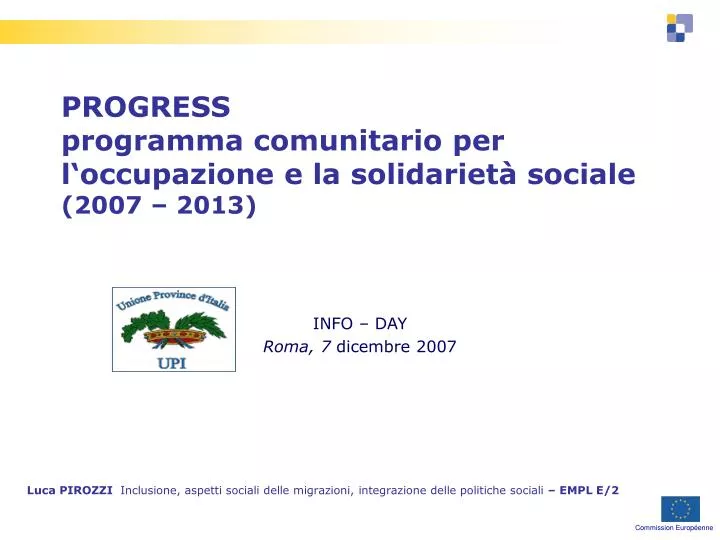progress programma comunitario per l occupazione e la solidariet sociale 2007 2013