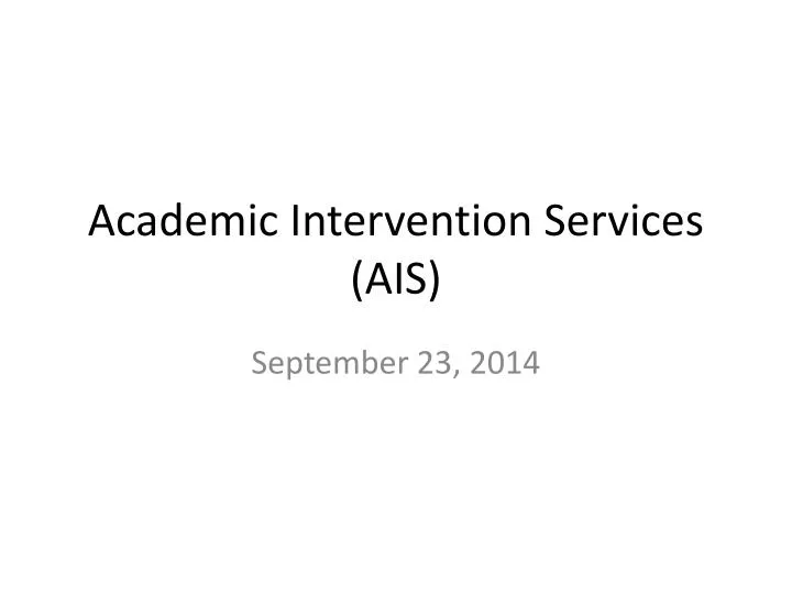 academic intervention services ais