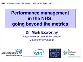 Performance management in the NHS: going beyond the metrics