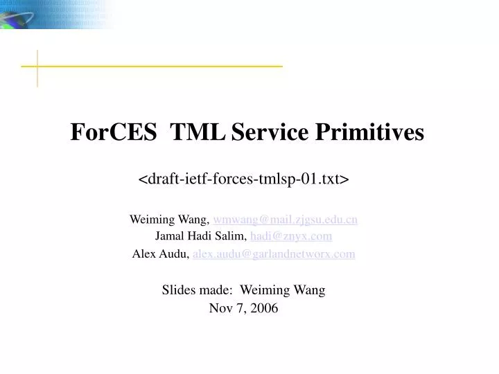 forces tml service primitives