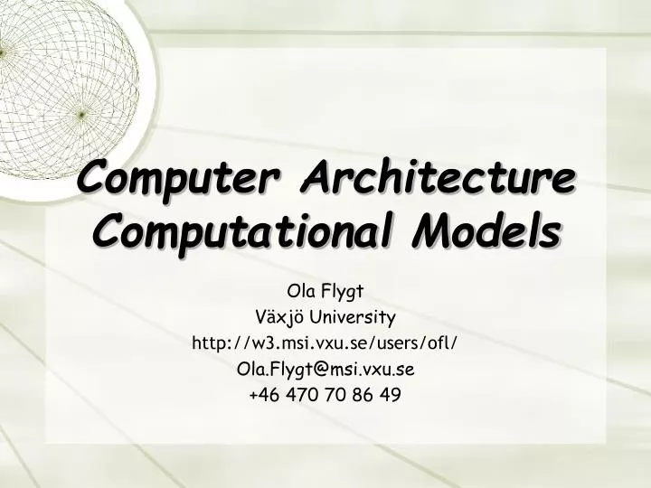 computer architecture computational models