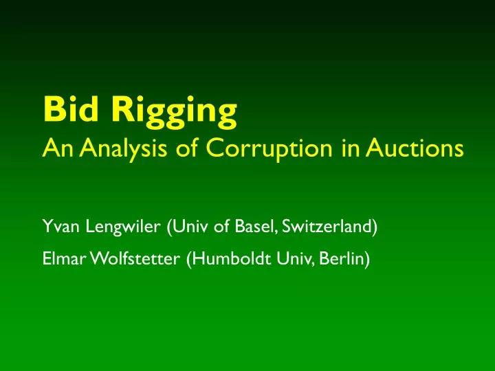 bid rigging an analysis of corruption in auctions