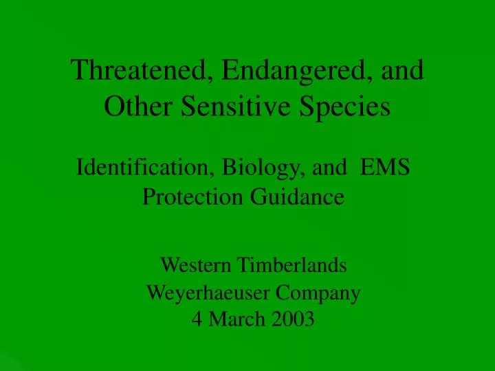 threatened endangered and other sensitive species