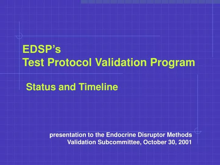 edsp s test protocol validation program