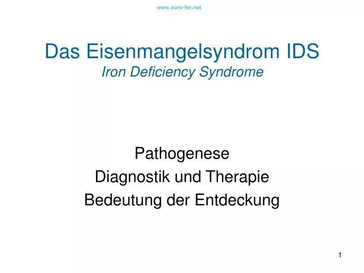 das eisenmangelsyndrom ids iron deficiency syndrome