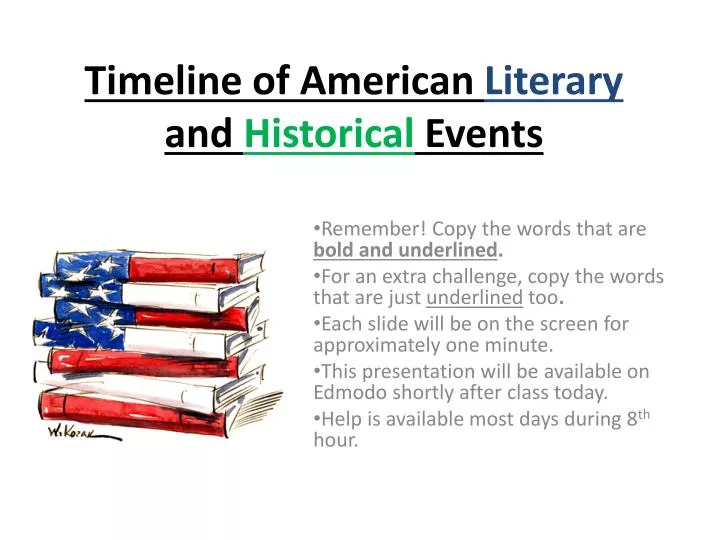 timeline of american literary and historical events