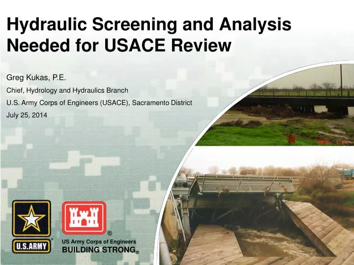 hydraulic screening and analysis needed for usace review