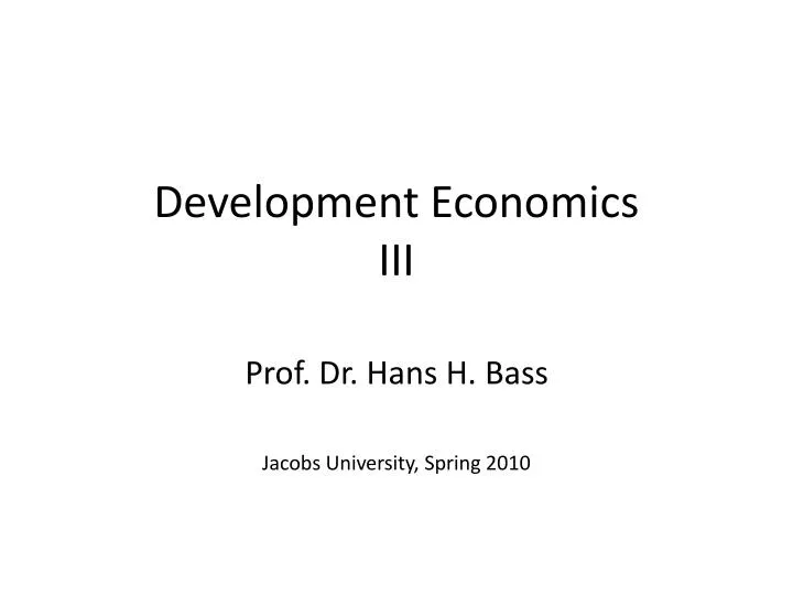 development economics iii