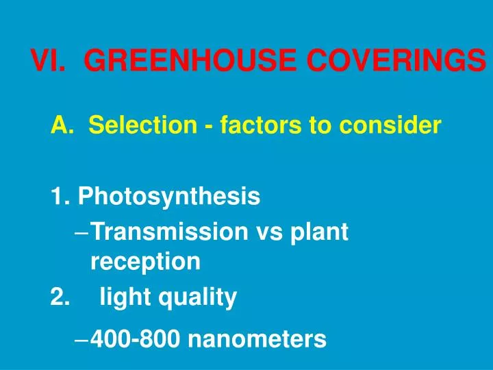 vi greenhouse coverings