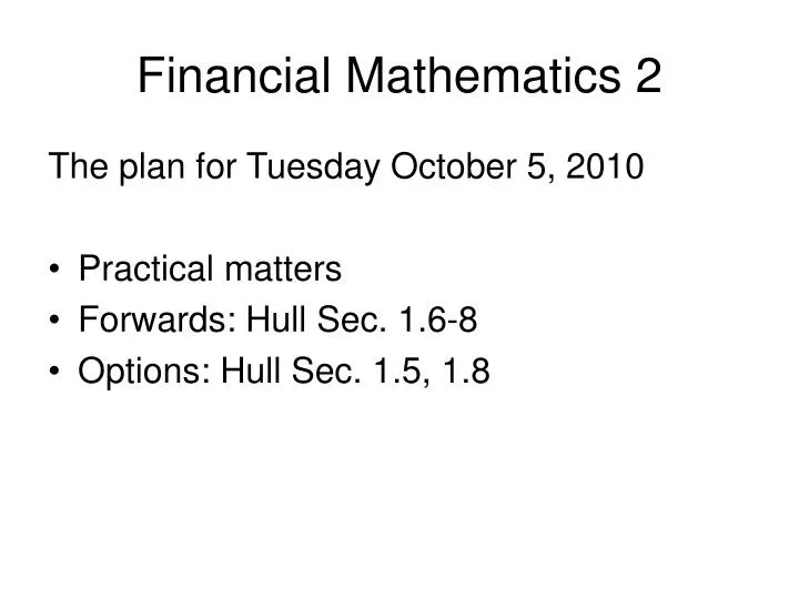 financial mathematics 2
