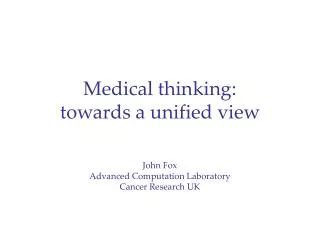 Medical thinking: towards a unified view