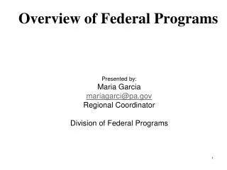 Overview of Federal Programs