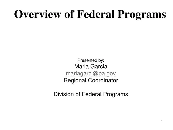 overview of federal programs