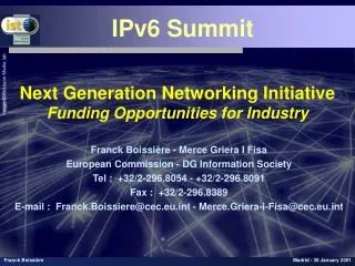 Next Generation Networking Initiative Funding Opportunities for Industry