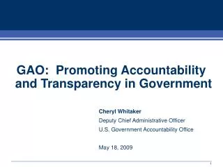 GAO: Promoting Accountability and Transparency in Government Cheryl Whitaker