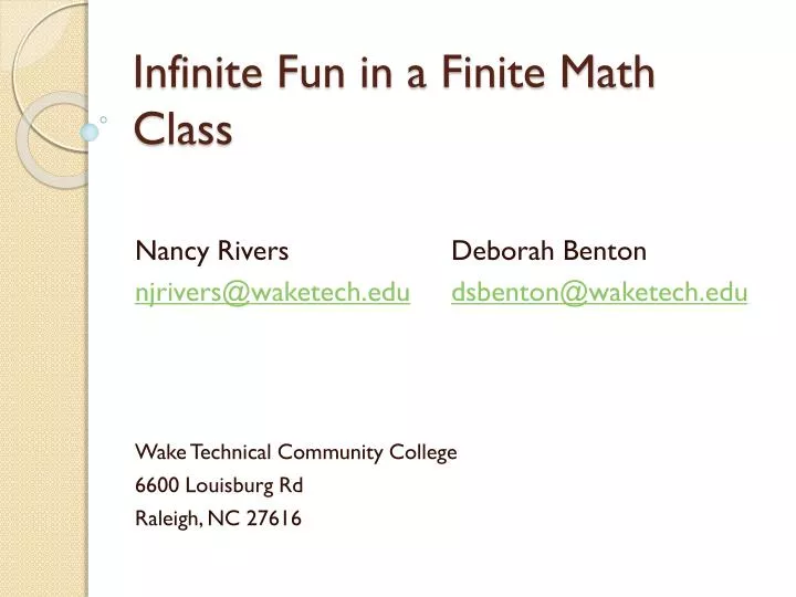 infinite fun in a finite math class