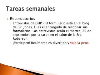 tareas s emanales
