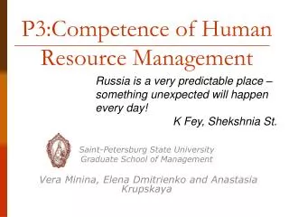 P3:Competence of Human Resource Management