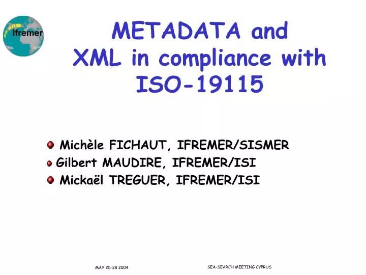 metadata and xml in compliance with iso 19115