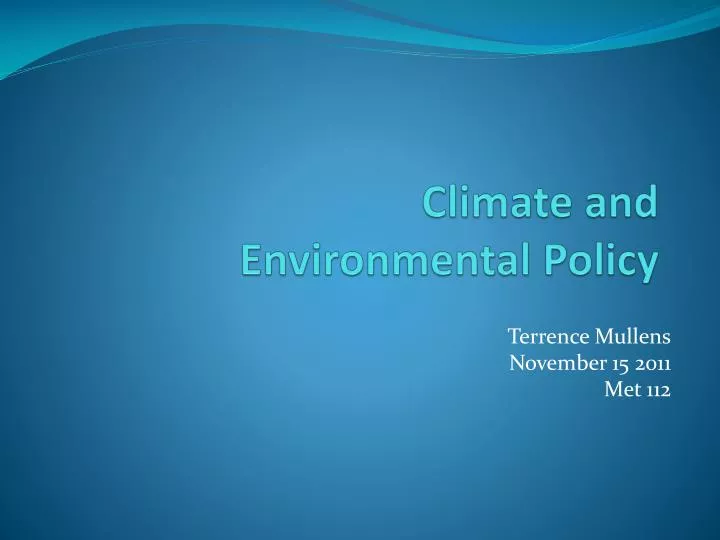 climate and environmental policy