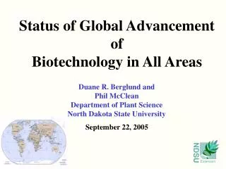 Status of Global Advancement of Biotechnology in All Areas