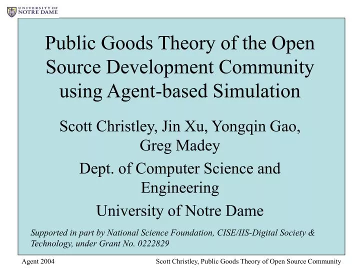 public goods theory of the open source development community using agent based simulation
