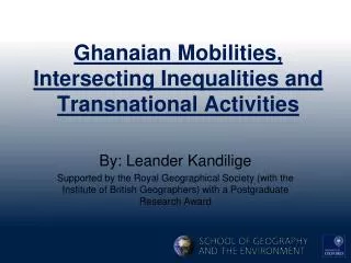 Ghanaian Mobilities, Intersecting Inequalities and Transnational Activities