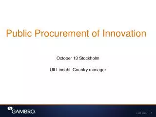 Public Procurement of Innovation