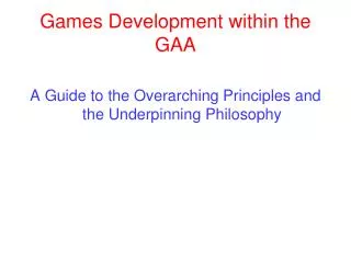 Games Development within the GAA