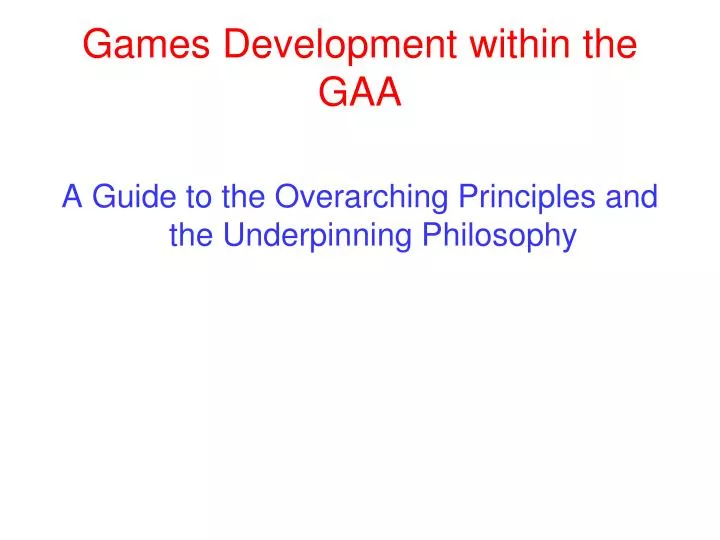 games development within the gaa