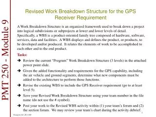 Revised Work Breakdown Structure for the GPS Receiver Requirement