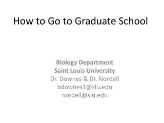 How to Go to Graduate School